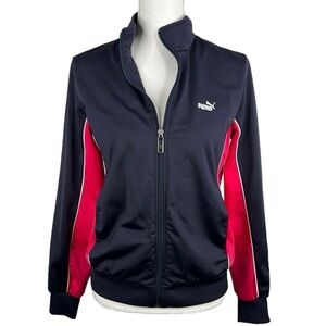 Puma Blue & Pink Zip Down Active Loungewear Tracksuit Jacket Size Medium